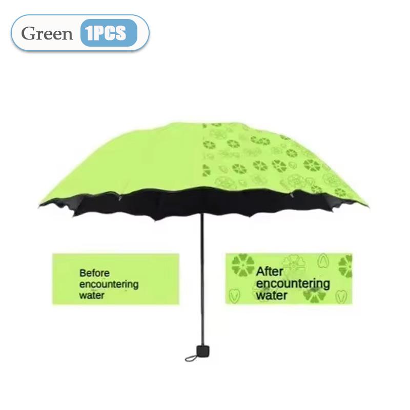 Water Blossom Umbrella Magic Folding Umbrella with Rainwater Pattern Windproof Sunshade Umbrella Outdoor UV Protection Umbrella