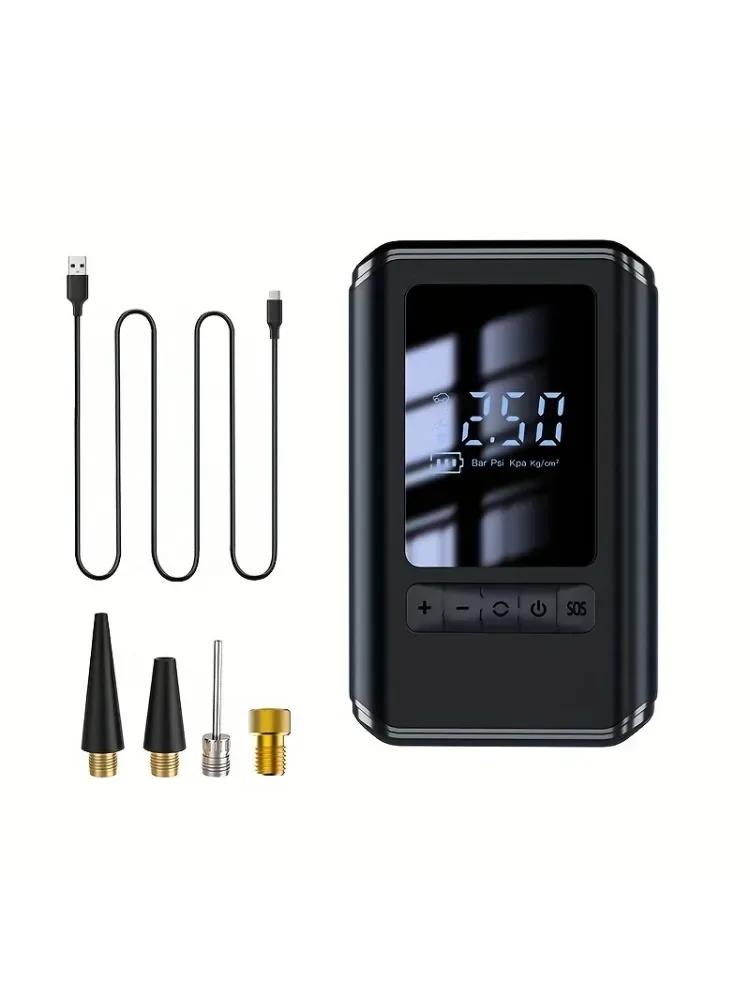 

Портативный автомобильный воздушный насос - Беспроводной перезаряжаемый насос для накачивания шин со светодиодной аварийной лампой чёрный