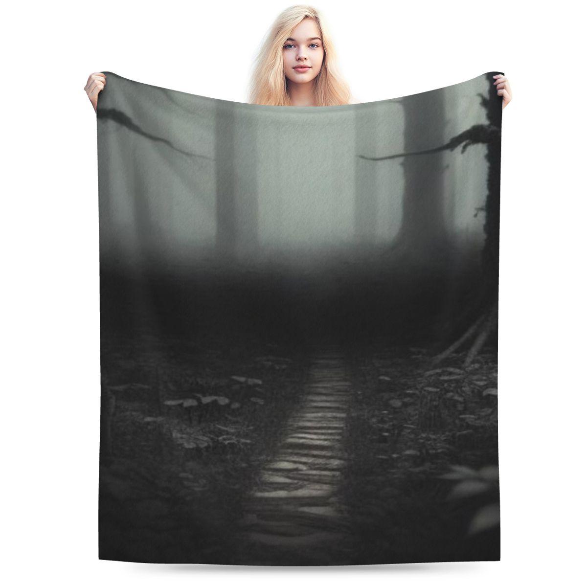 

Mysterious Foggy Forest Path In Dark Horror Style Personalized Comfortable Decorate Home An UltraSoft Micro Fleece Blanket 75x100cm 30x40in