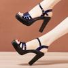 Small Size 32-43 Elegant Block High Heels Sandals Patent Leather 2025 Summer Women's Thick Platform Shoes for Dress Wedding