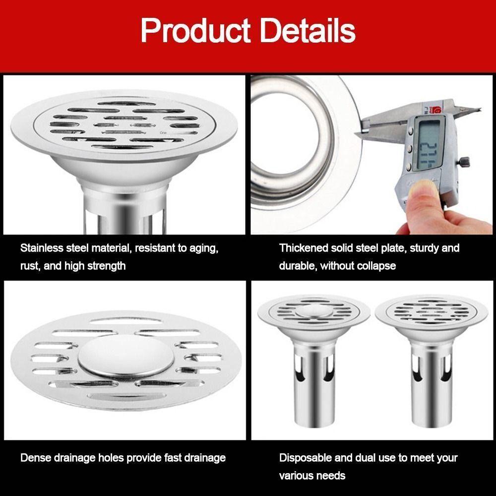 Stainless Steel Round Sink Strainer Cover Hair Catcher Sink Drain Plug  Bathtub