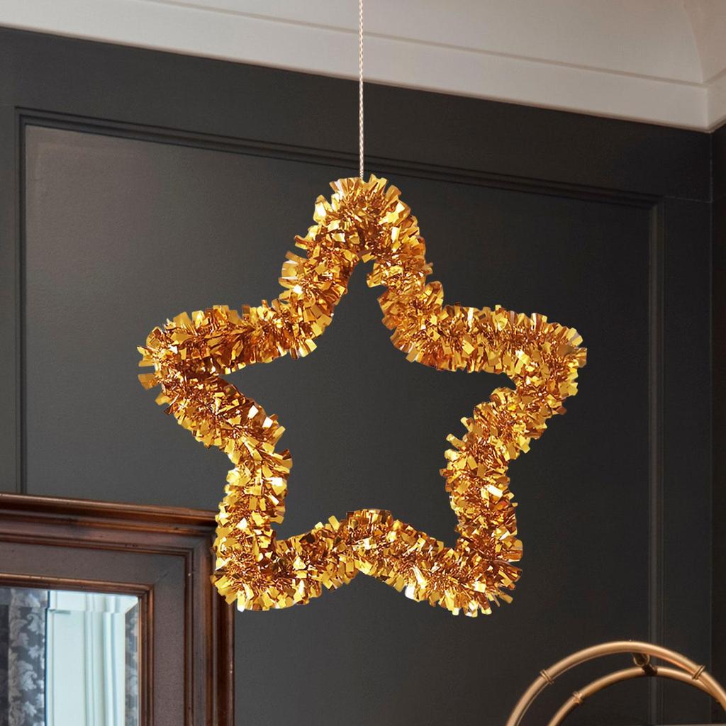 Pentagram Garland Star Wreath Ornaments Hanging Backdrop Tinsel for Front