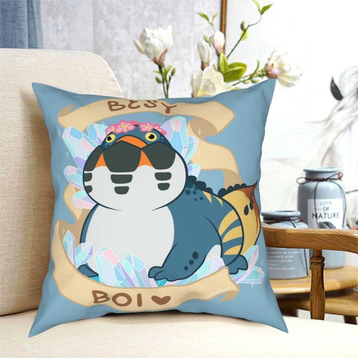 Dodogama Best Boi Monster Hunter World Square Pillowcase Pattern Zip Decor Throw Pillow Case for Home Cushion Cover 18 30cmx30cm