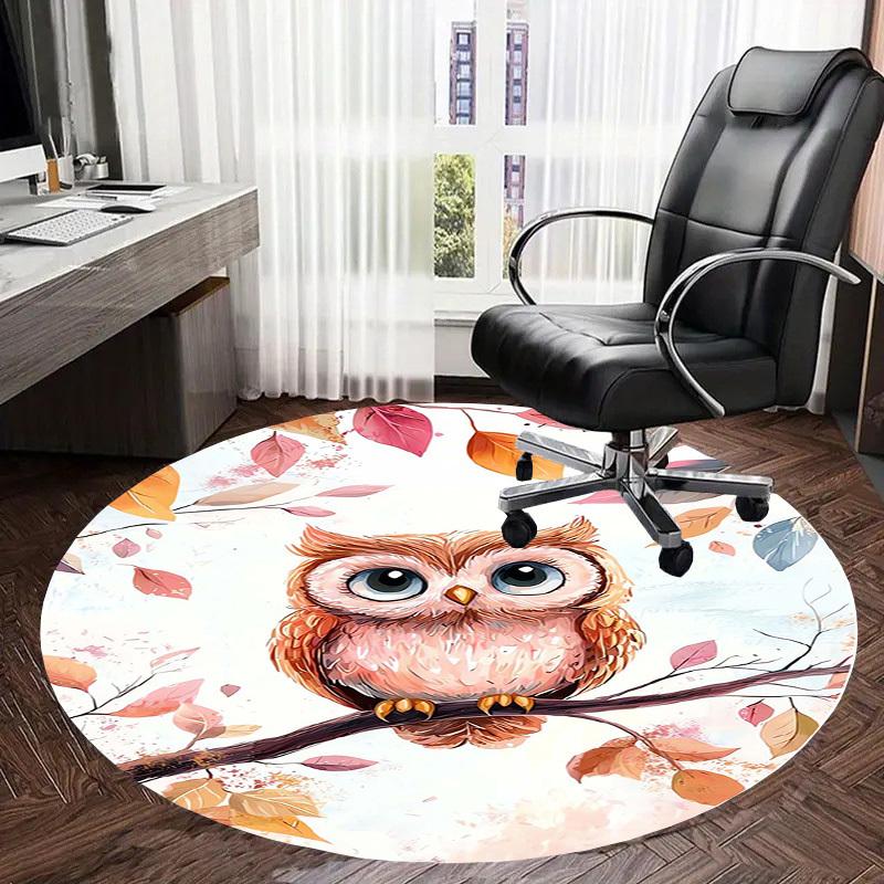 1pc Office Carpet Chair Mats Autumn Leaves Owl Branch Perfect for Decorating Office Chairs, Living Rooms, Or Bedrooms