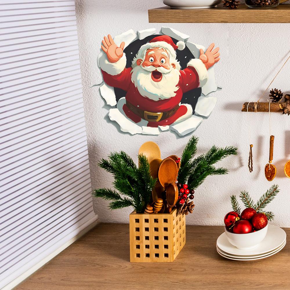 Creative Wall-breaking Santa Claus Living Room Study Home Wall Decoration Stickers