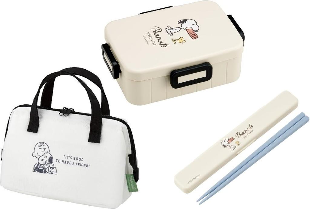 Skater PEANUTS Badge Antibacterial Lock Lunch Box Set Chopsticks and Chopstick Case Insulated Lunch Clasp Peanuts Character Tight Lock Lunch Set