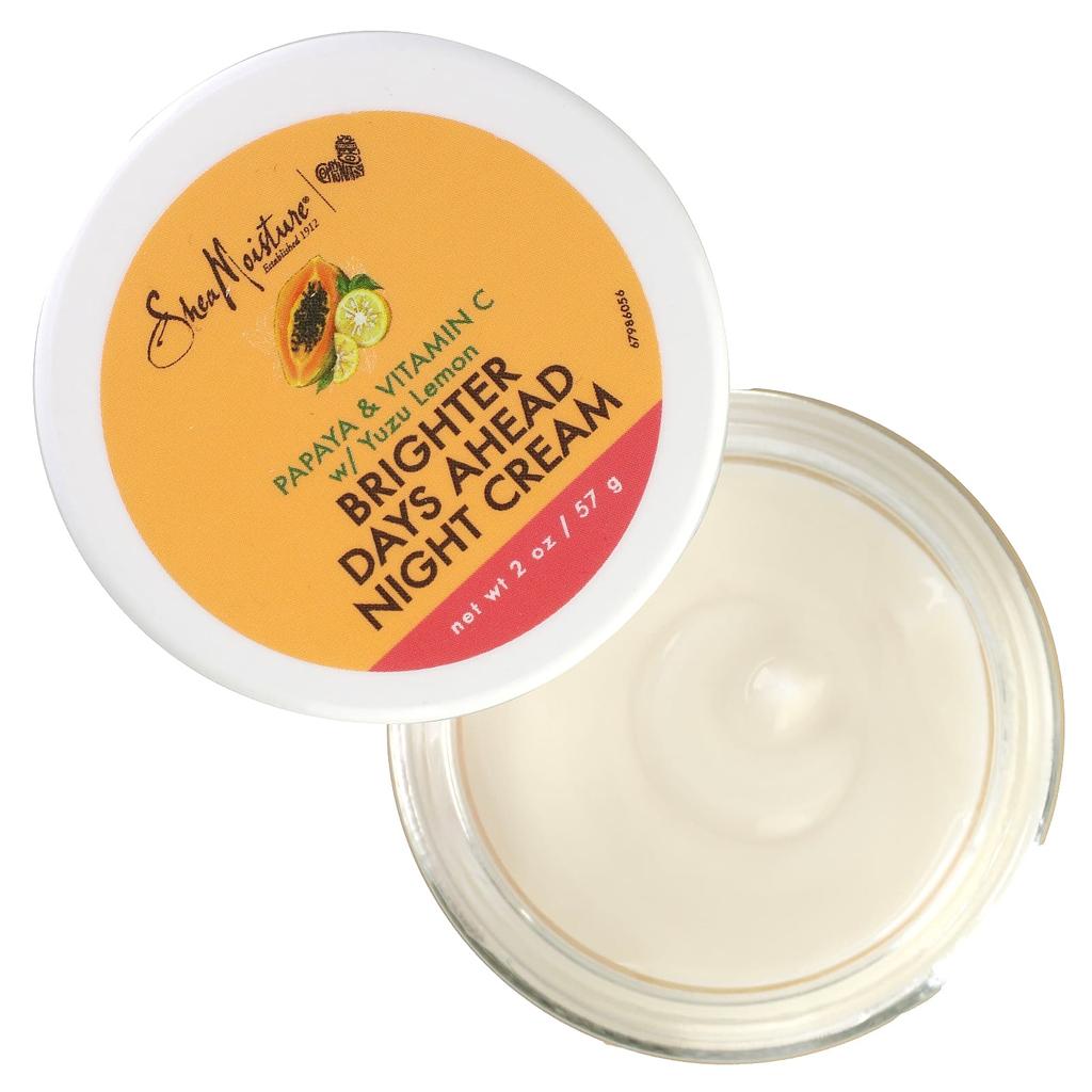 SheaMoisture, Brighter Days Ahead Night Cream, with Papaya and Vitamin C, Yuzu Lemon, 57 g (2 oz)