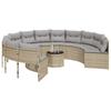 Round Garden Sofa Set with Table and Cushions Beige Poly Rattan