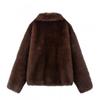 Womens Winter Faux Fur Reversible Coat - Slim Fit Warm Outerwear Daily Wear