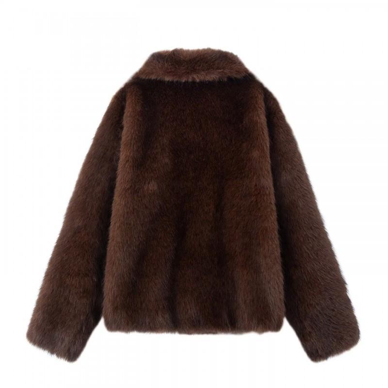 Womens Winter Faux Fur Reversible Coat - Slim Fit Warm Outerwear Daily Wear