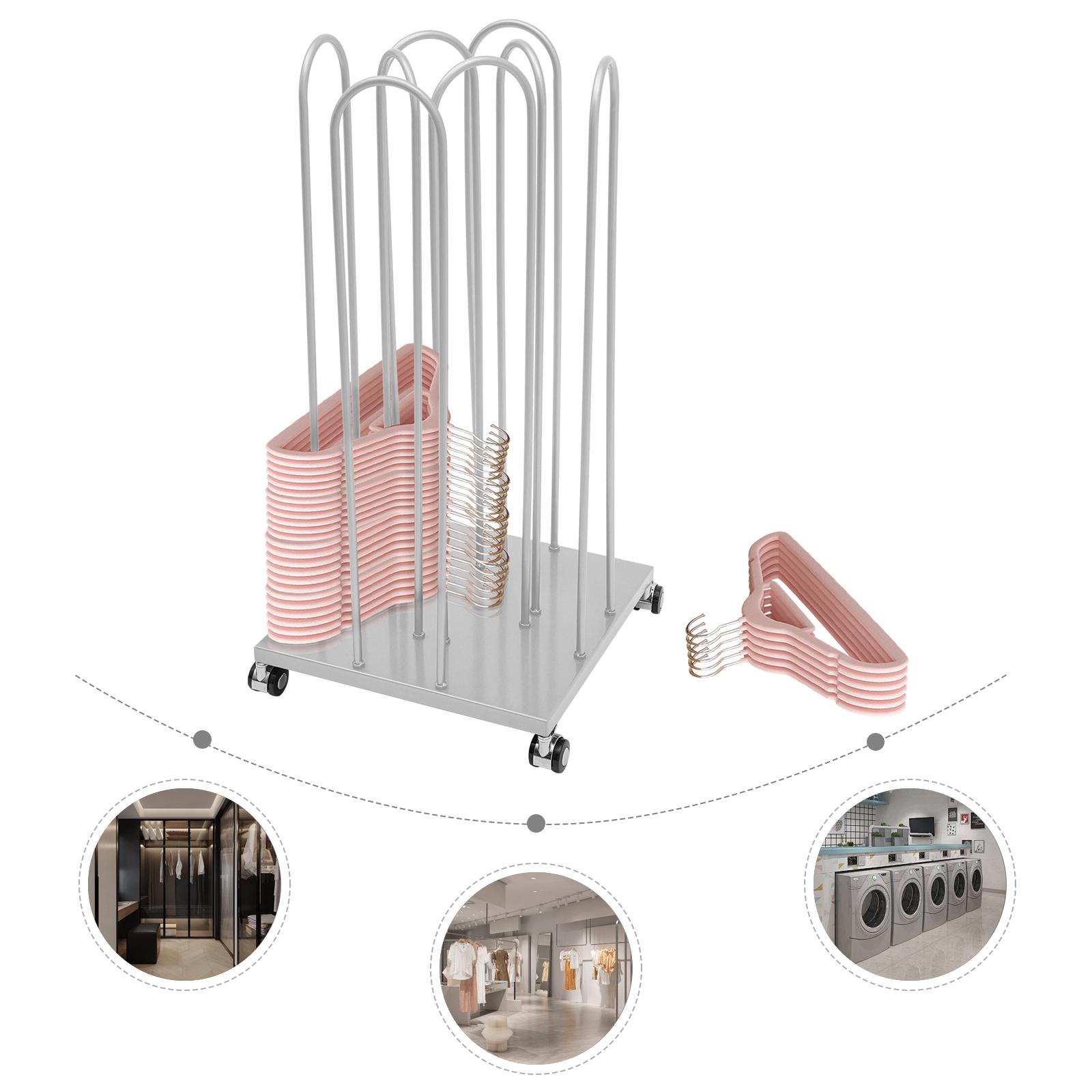 

4 in 1 Iron Hanger Rack,80cm Silver/Gold Square Hanger Organizer Stacker with Wheels Freestanding for Bedrooms,Balconies серебряный