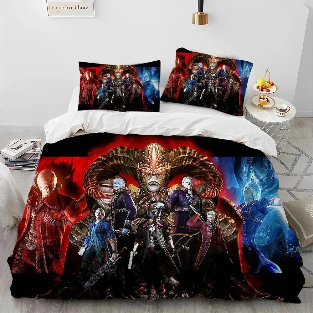 D-Devil May Cry DMC Game Gamer Comforter Bedding Set,Duvet Cover Bed Set Quilt Cover Pillowcase,king Queen Size Bedding Set Kid
