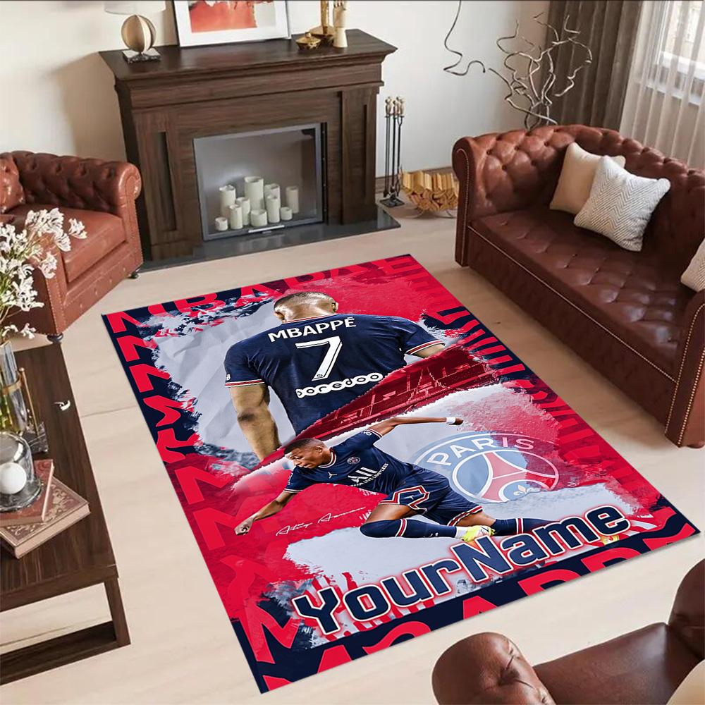 Mbappe 180 Personalized Name Floor Mat Design for Balcony Dining Room Bedrooms Entryway Anti-slip Rug Decorate Offices Birthday/Christmas Gift