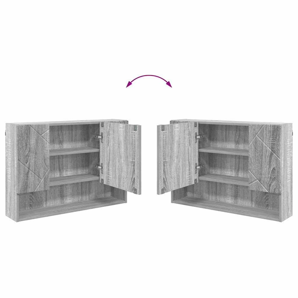 Bathroom Furniture Set 2 Pcs Grey Sonoma Plywood and Metal