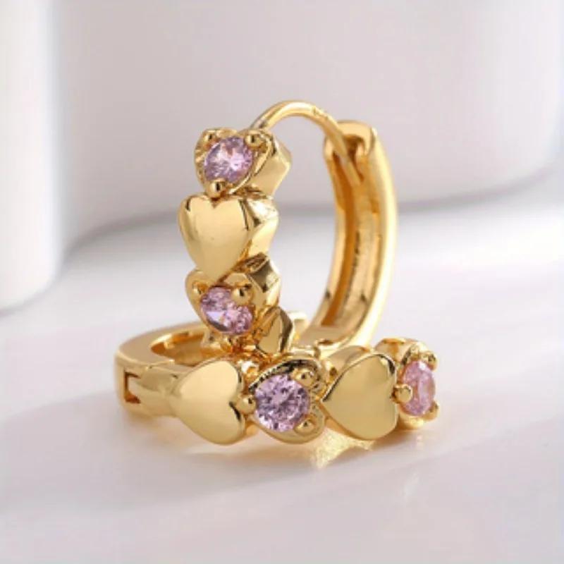 Gorgeous Pink Artificial Crystal Earrings Women's Versatile Jewellery Party Accessories Valentine's Day Exquisite Gift for Women