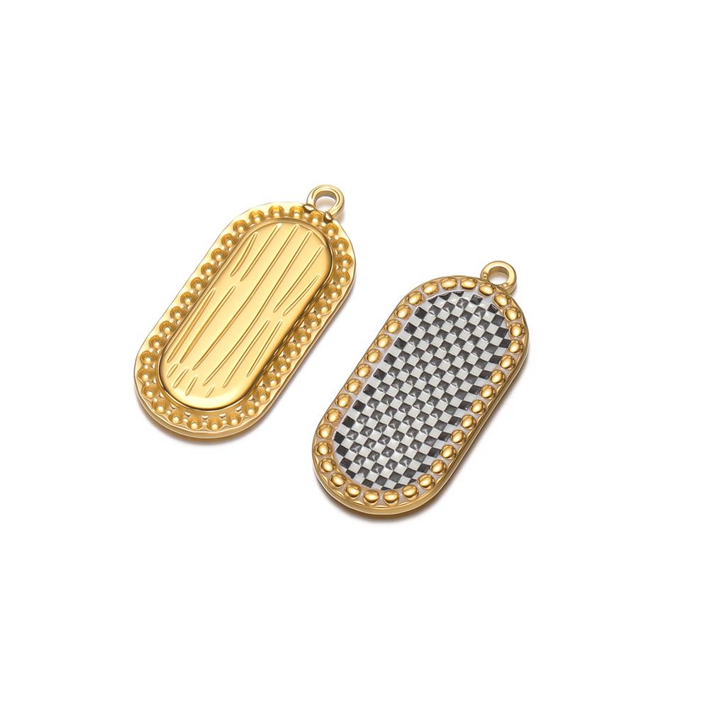 

4pcs Stainless Steel Gold Oval Plaid Charms Pendant for DIY Women Necklace Jewelry Findings Bracelets Earrings Making Supplies
