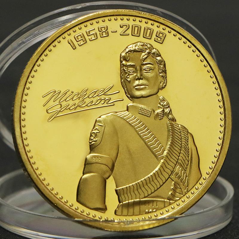 

American celebrity, Michael Jackson, gold-plated commemorative coin, collectible gold coin, love coin, lucky tooth fairy coin, Christmas gift