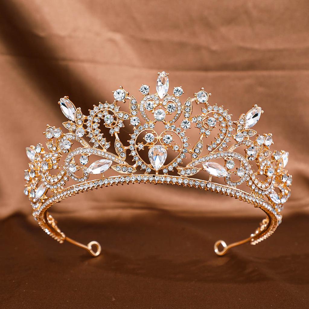 European and American Bridal Tiara Baroque Crown Rhinestone Princess Crown Hair Accessories Wedding Anniversary Style Dress Headband Accessories