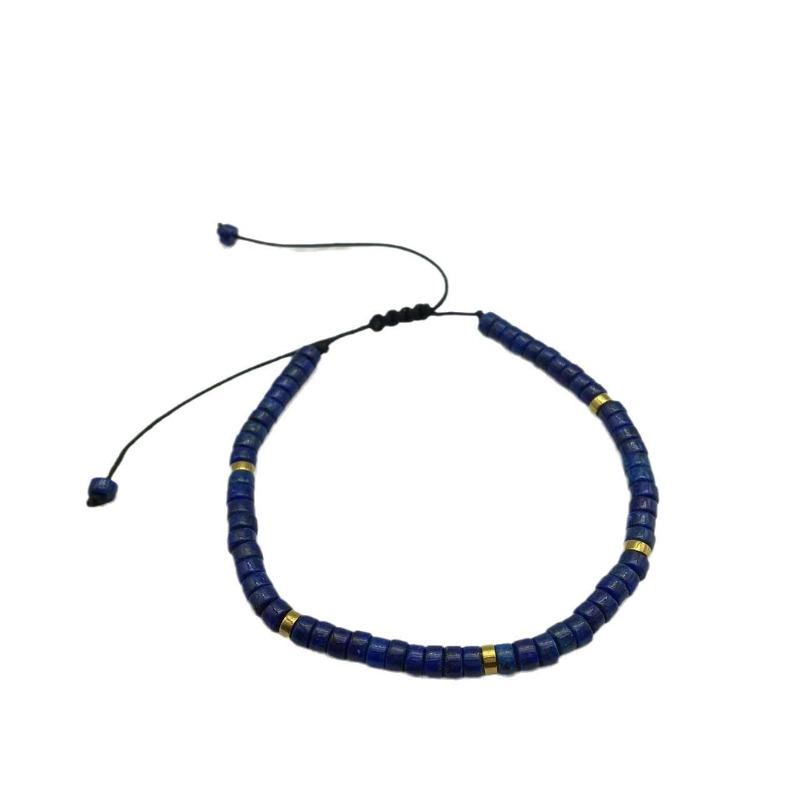 Adjustable Natural Stone Partition Beads Woven Bracelet - Fashionable Women's Bracelet Made of Woven Rope