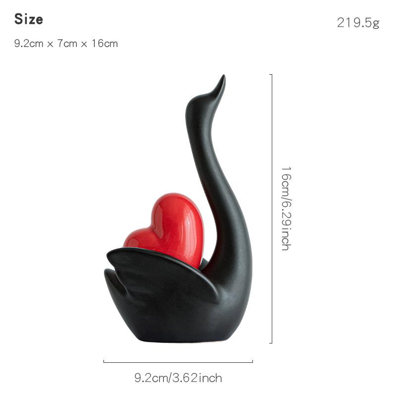 Love Couple Swan Ornament Ceramic Crafts Golden Love Sculpture White ceramic swan figurine  TV cabinet Home decor accessories