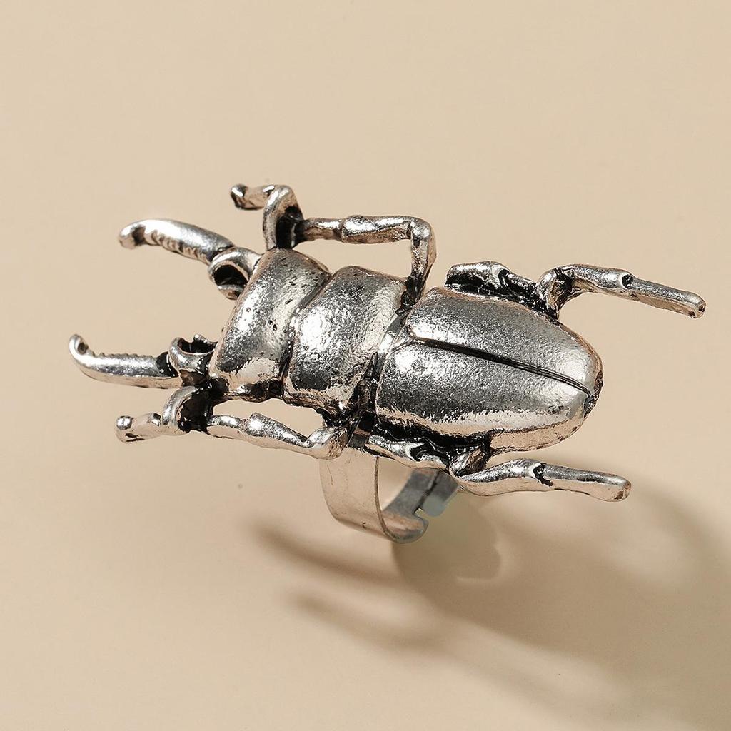 European & American Bold Cicada Beetle Ring - Unisex, Adjustable Index Finger Accessory.