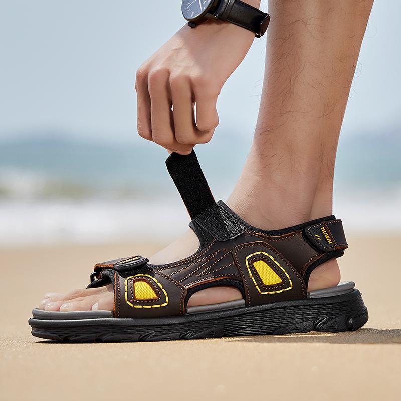 38-46 Summer Men's Leather Outdoor  Sport Sandals  Casual Non-Slip Beach Sandals