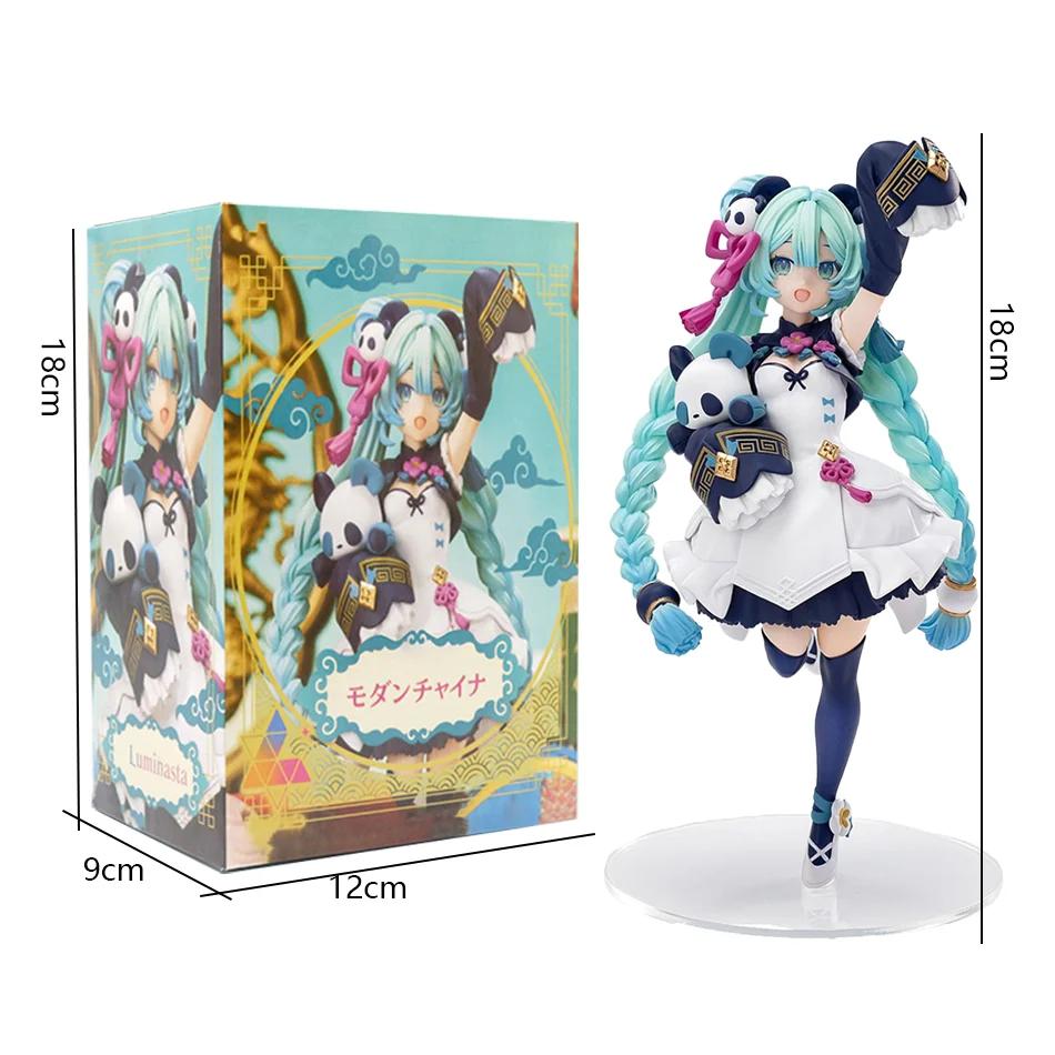 18cm Hatsune Miku Cute Desktop Chinese Style Fashion Panda Action Figure, Cute Girl Model PVC Collectible Figure Ornament