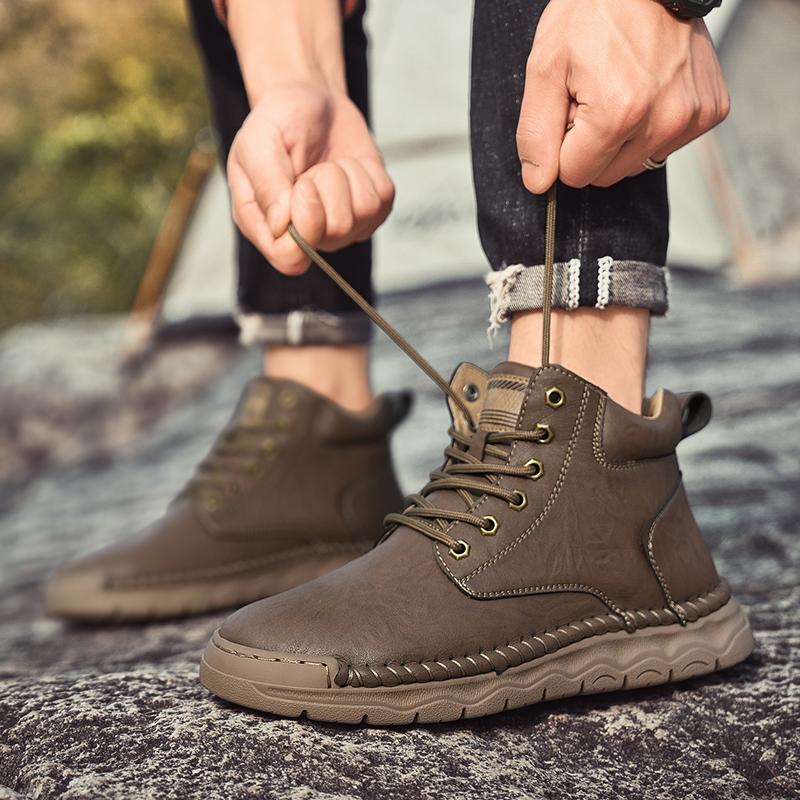 Модные роскошные кожаные мужские замшевые сапоги — фото 3