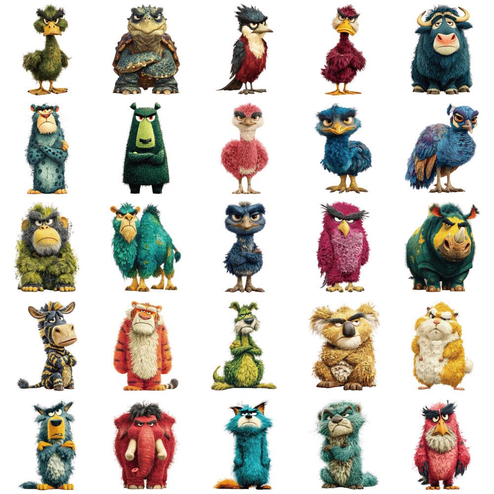 Retro Animal Character Stickers (50-Pack) – DIY Phone Case Decorations