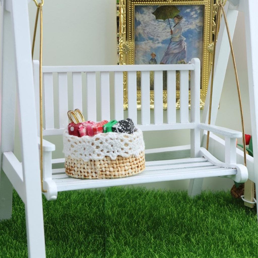 Simulation Miniature Swing Chair Furniture 1/12 Dollhosue Garden Scene Setting Children Creative Craft Project Decors