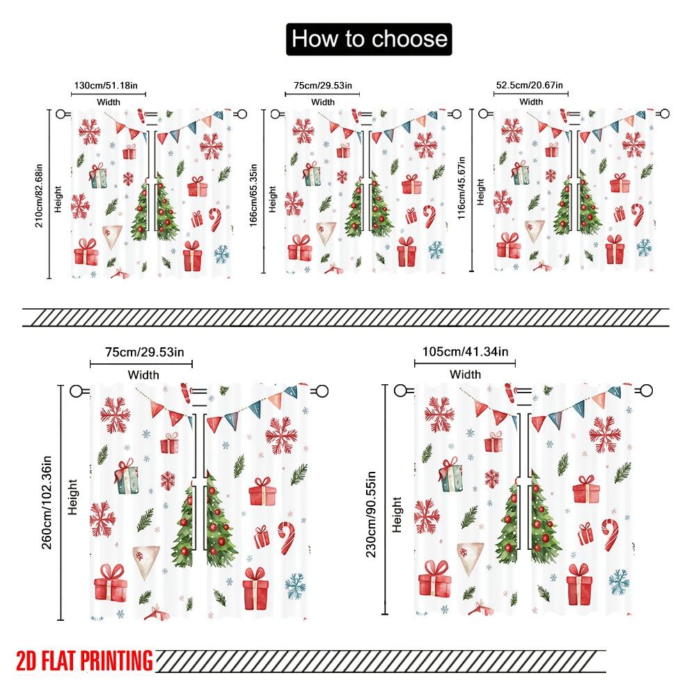 Plane Printing Popular Curtain Panels Christmas Tree Gift Snowflake Garland Polyester Fabric Without Rod Outdoor Curtains Set Of 2 Made