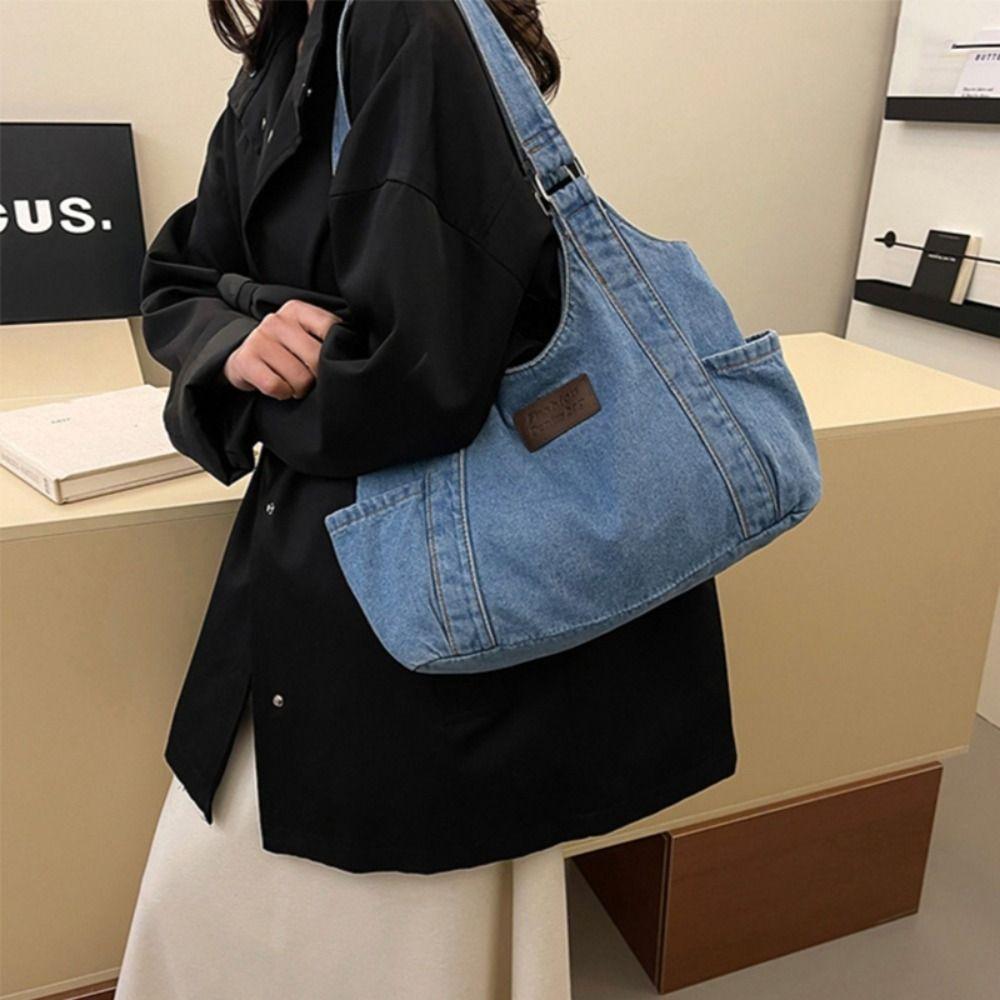 Retro Denim Shoulder Bag Korean Style Underarm Packs Sweet Handbag Office Worker