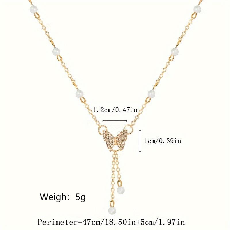French Style Women Gold Plated Butterfly Tassel Pendant Necklace Suitable For Daily Party Wear Birthday Gifts Bridesmaid Jewelry