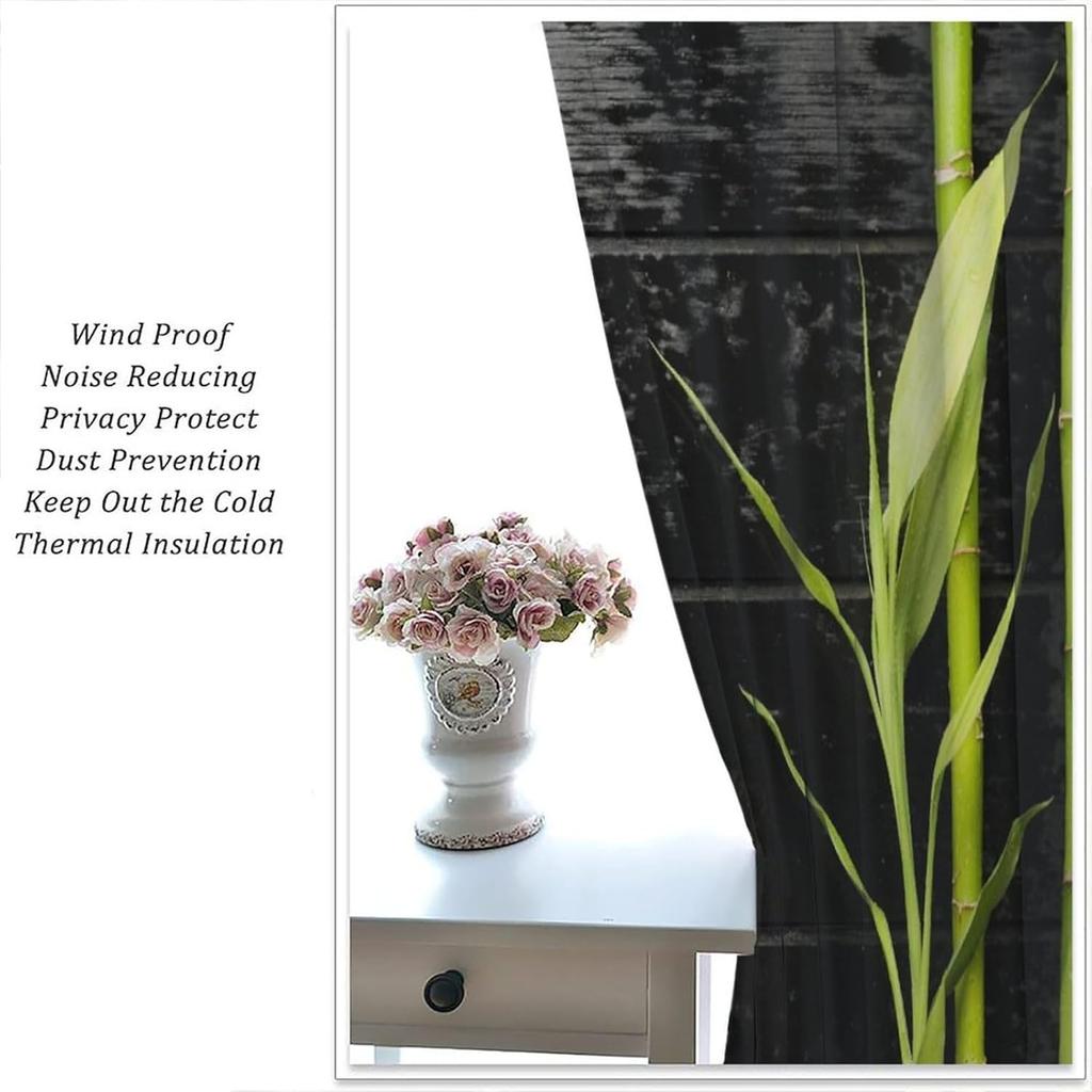 Spa Zen Stone Blackout Curtains   Zen Japanese Garden Theme Stones Green Bamboo Wooden Rod Pocket Window Drapes   for Bedroom Livi
