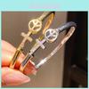 Gold Plated Cross Bracelet Copper Zirconia Fashion Trend Accessory For Female Wearers