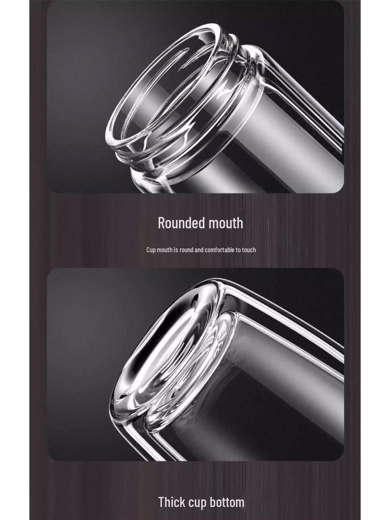 Double-Layer Glass Teacup: Men's Drop-Proof, Heat-Insulating, Large Capacity (500ml), Goose Egg Shape, Thickened for Car Use
