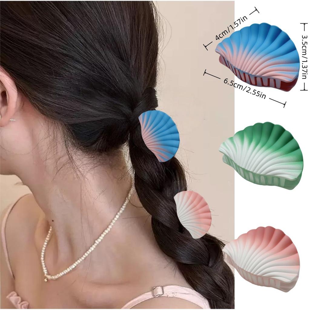 New Women Fashion 3PCS/Set Shell Hair Clip Frosted Gradient Color Claw Clip Girls Ponytail Holder Shark Clip Hair Accessories