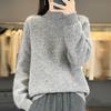 Women's Thickened Wool Half-High Collar Cable Knit Sweater - Loose, Versatile Long Sleeve Cashmere Knitwear
