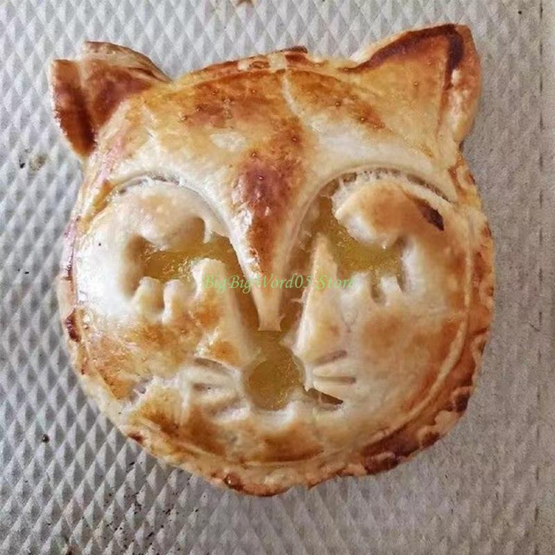 24TE 2pcs Cute Animals Hand Pie Molds Fox Owl Pie Cutter Biscuit Mold Dough Presser Pocket Pie Molds for Christmas Party