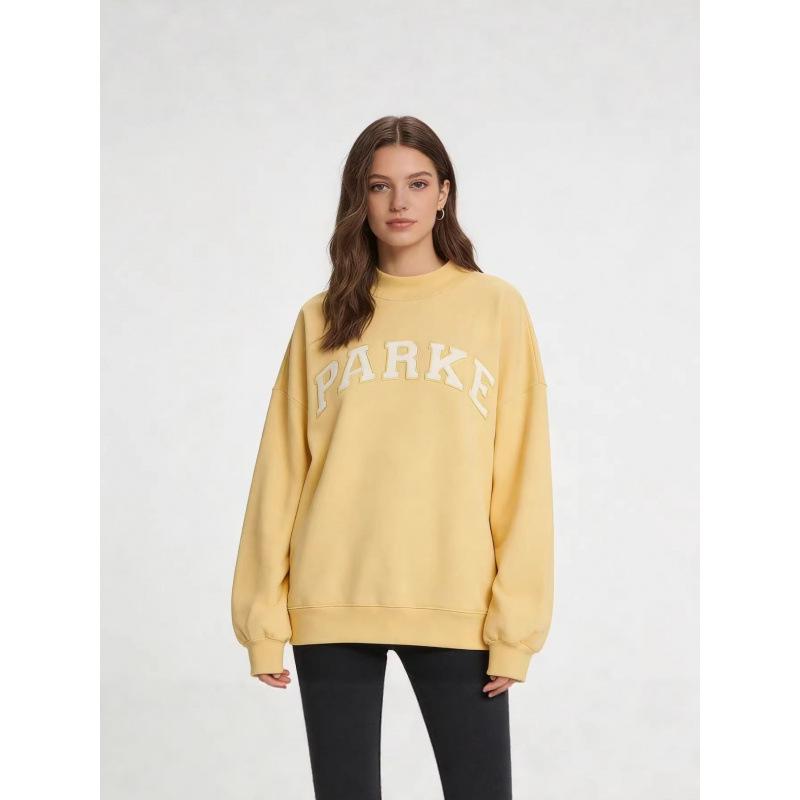 2026PARKE Embroidered Slimming Cotton Casual Pullover Sweatshirt Jacket