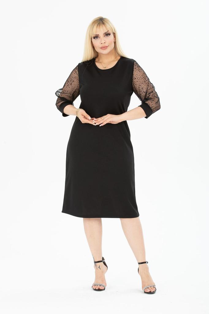 Women's Big Size Dress Polka Dot Flocked Sleeve Plus Size Dress 9B-2141