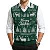 Men's Casual Wool V-Neck Knit Vest with Christmas Print for Commute and Daily Wear