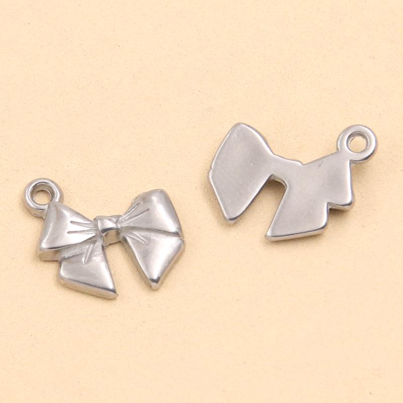 Stainless Steel Bowknot Pendant - Creative DIY Jewelry Accessory, Vacuum Plating, Handmade, Hot Selling