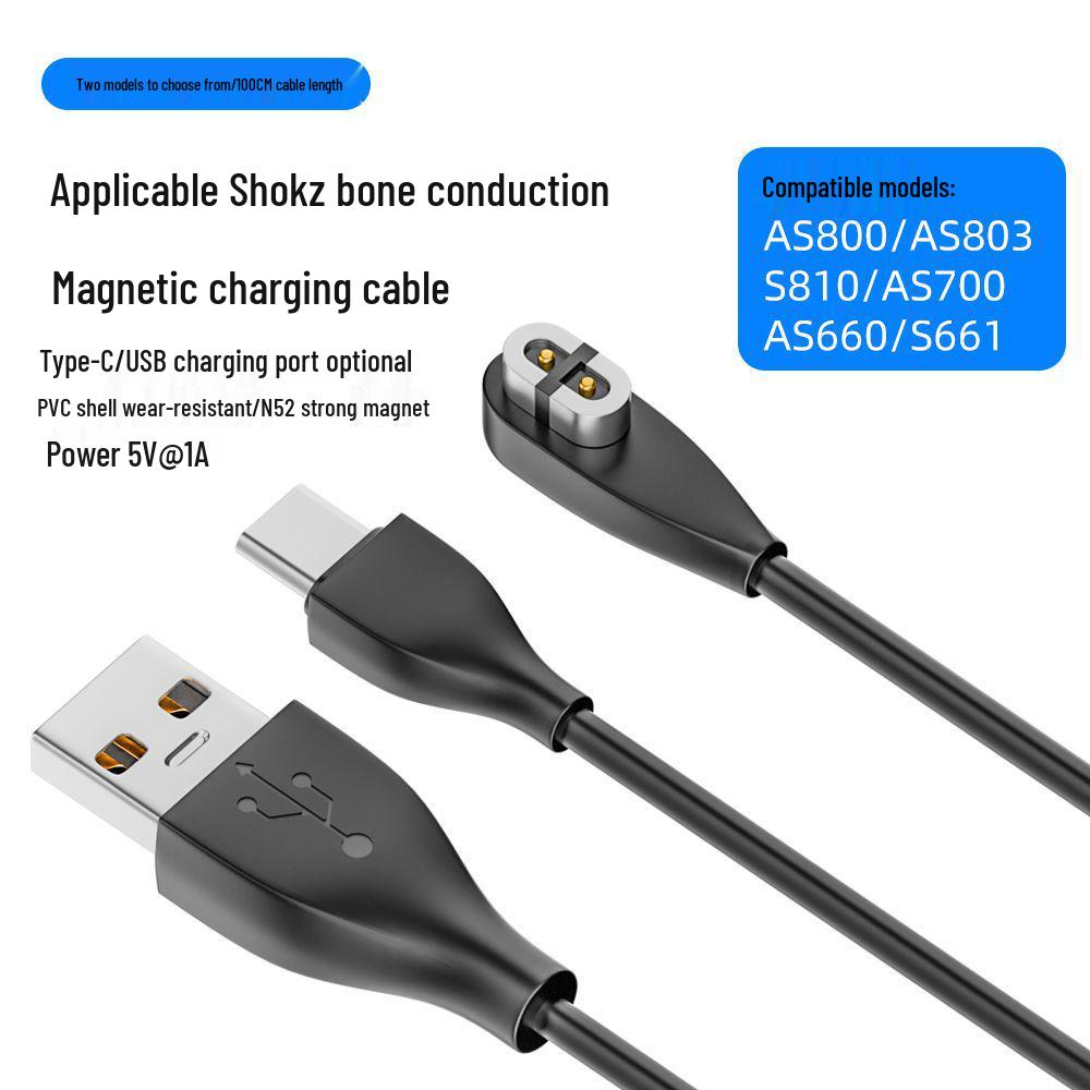 Magnetic Type-C Charging Cable for Shokz AS800/S803/S810 Bone Conduction Bluetooth Headphones