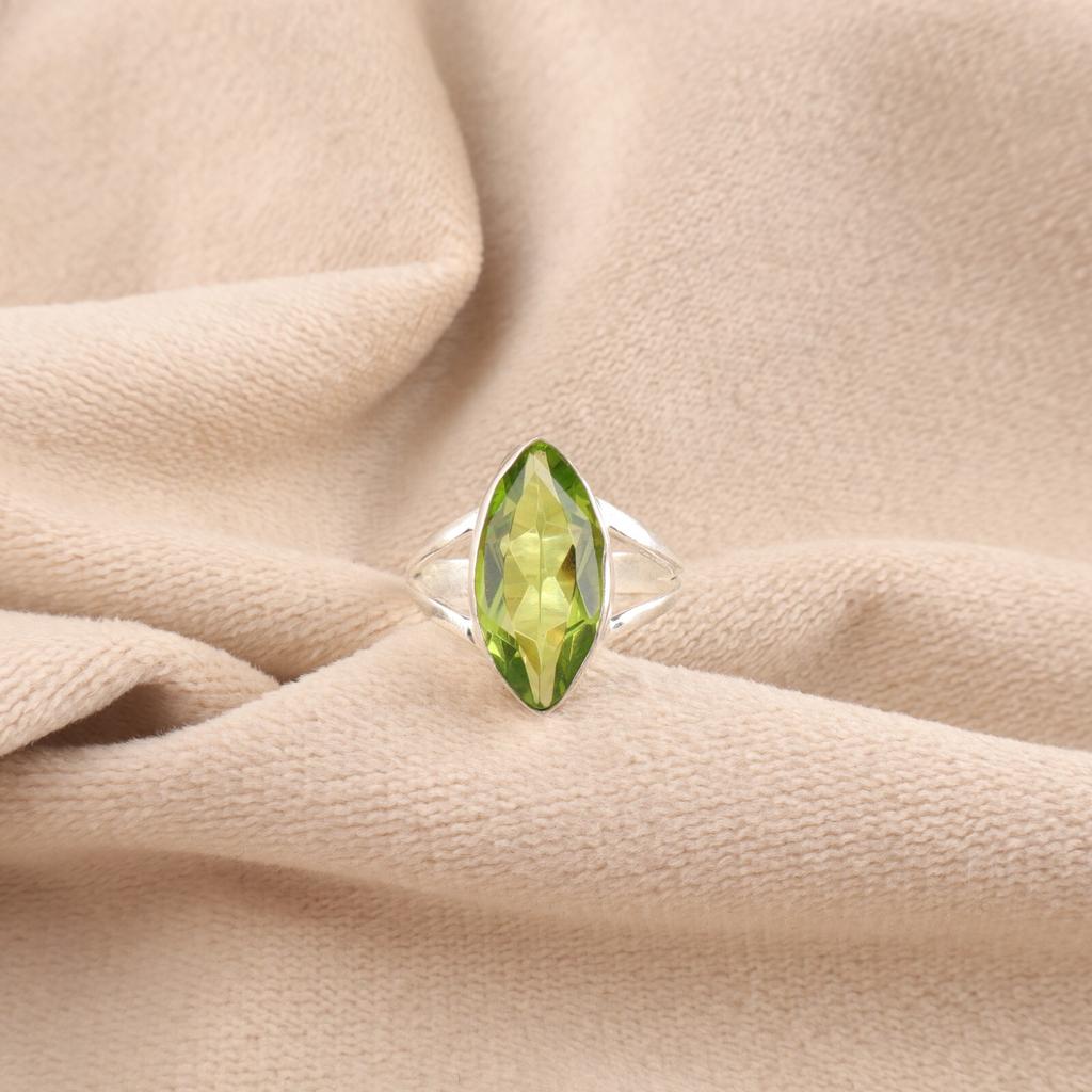 Peridot Gemstone 925 Sterling Silver Jewelry Handcrafted Stylish Ring For Women RR-23-10