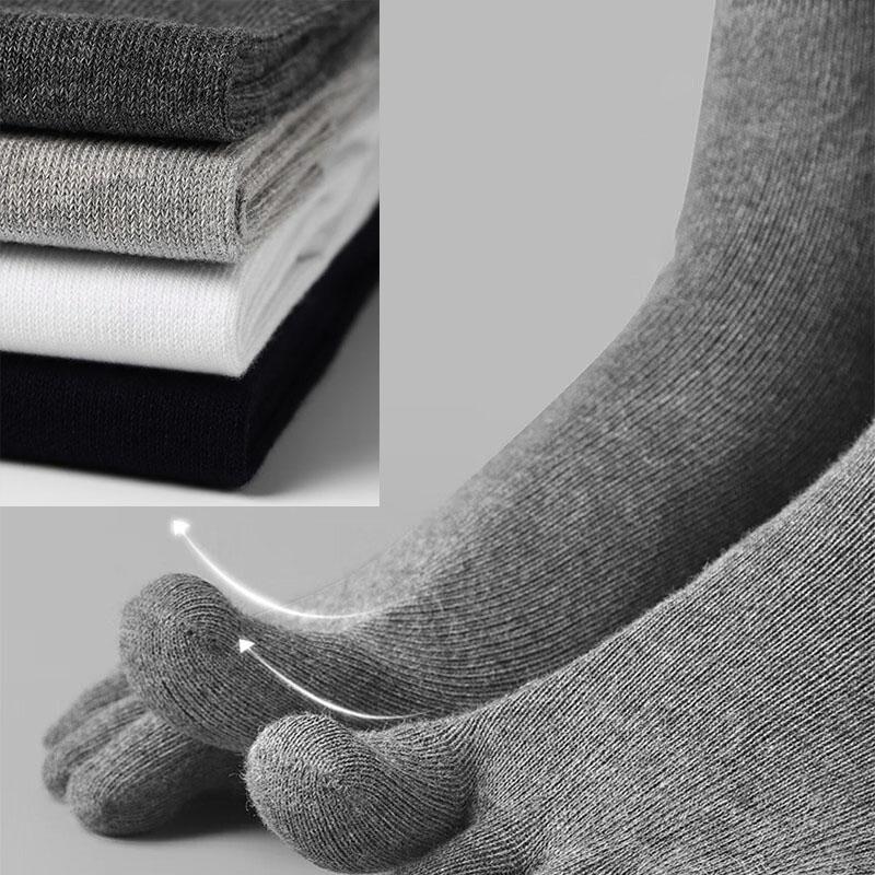5 pairs of men's solid color five finger socks simple cotton Toe socks odor resistant and breathable split toe socks