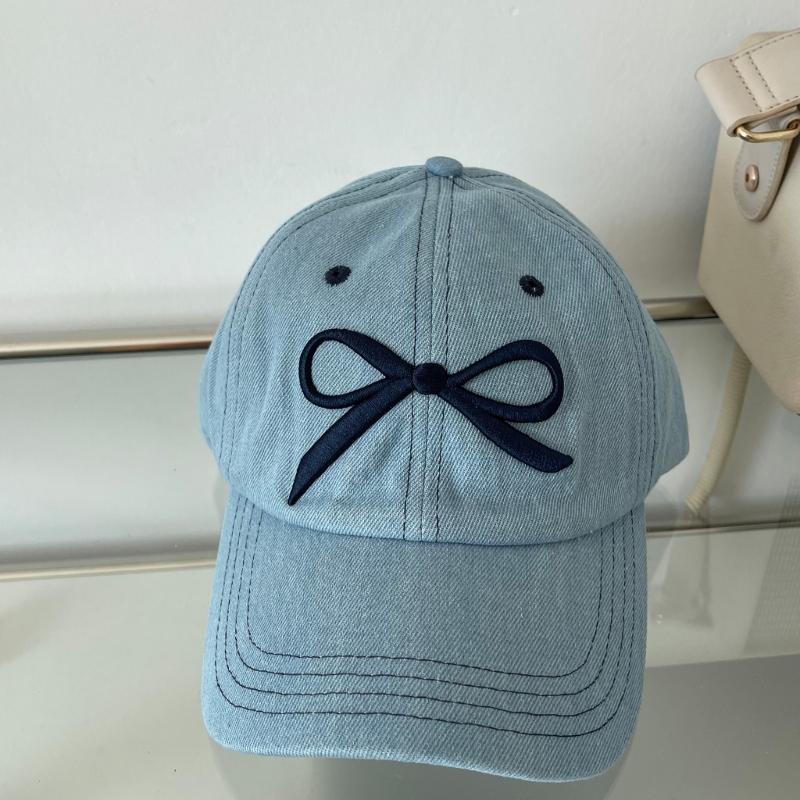 Embroidery Bowtie Hat for Girl Adjustable Spring Baseball Hat Korean Sun Hat Fashion Peaked Caps Cool Hair Decors