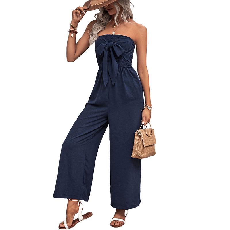 2026 Sommer-Jumpsuit mit Schleife und Spitze, trägerlos, für Damen - Trendiger europäischer Stil