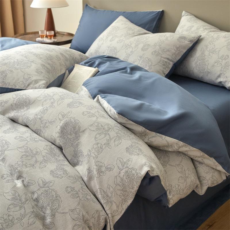 Class A 120 Maternal And Infant Grade Jacquard Pure Cotton 4Pcs Set Xinjiang Cotton Cotton Naked Sleeping Sheet Quilt Cover Mattress Model