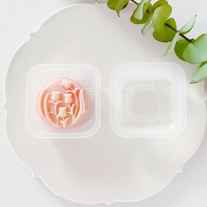 Tulips Flower Moon Cakes Press Molds Cookie Stamps Chinese MidAutumn Moon Cakes Maker Decorating Tool for Making Cookie